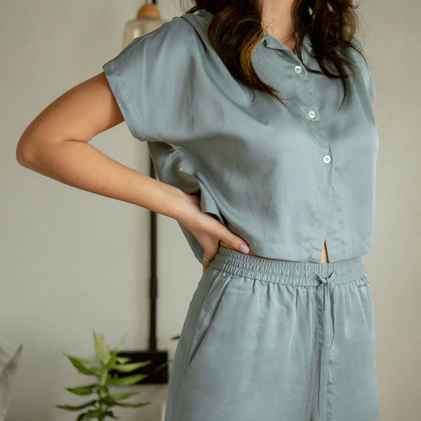 Bamboo Sateen Hang Loose Button Top
